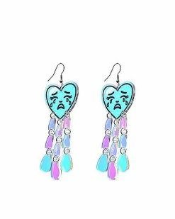 Discount 💯 Iridescent Heart Tears Dangle Earrings ❤️