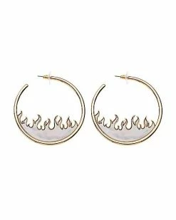 Deals 🎉 Iridescent Flame Goldtone Cutout Hoop Earrings ❤️