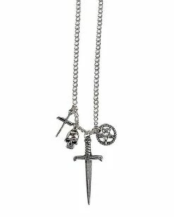 Brand new 💯 Sword Skull Pentagram Charm Necklace 🥰