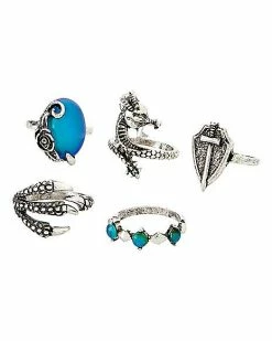 Deals 😉 Multi-Pack Dragon Claw Sword and Mood Rings - 5 Pack ✨