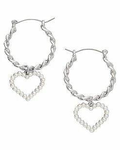Brand new 👏 Pearl-Effect Swirl Heart Dangle Hoop Earrings 😍