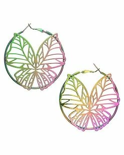 Budget 😉 Oil Slick Butterfly Hoop Earrings ⭐