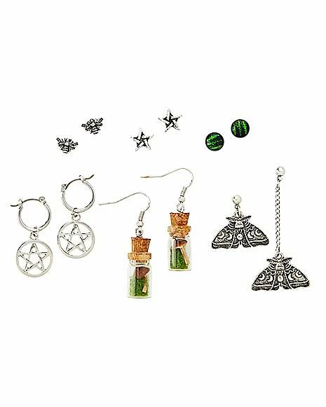 Wholesale β Multi-Pack Pentagram Moth and Jar Stud and Dangle Earrings - 6 Pair π