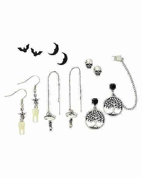 Cheapest βοΈ Multi-Pack Black Bat Moon and Skull Earrings - 6 Pair π§¨
