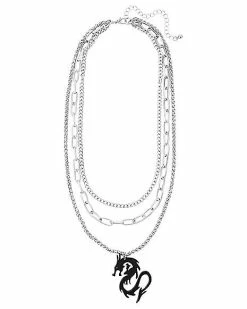Deals ⭐ Triple Row Lucite Dragon Chain Necklace 😀 -Sun & Moon-shop 03988078 b