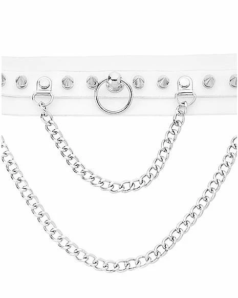 Promo β White Studded Double Chain Collar Choker Necklace π§¨