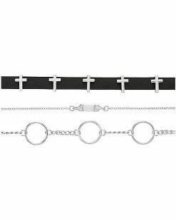 Hot Sale ⭐ Multi-Pack O-Ring and Cross Chain and Choker Necklaces - 3 Pack 😀