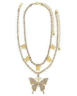 Alternative view of Cheap 🤩 CZ Butterfly Double Chain Necklace 💯