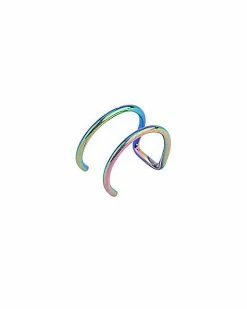 Buy 😉 Faux Rainbow Double Hoop Ear Cuffs 🎉