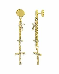 Best Sale 🌟 CZ Triple Cross Dangle Fake Plugs - 18 Gauge 🤩