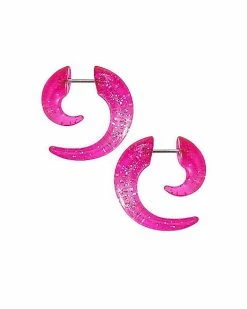Flash Sale 🔥 Pink Glitter Fake Spiral Tapers - 18 Gauge ❤️