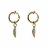 Cheapest 🌟 Goldtone Feather Dangle Fake Hoop Earrings 🧨
