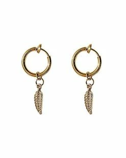 Cheapest 🌟 Goldtone Feather Dangle Fake Hoop Earrings 🧨