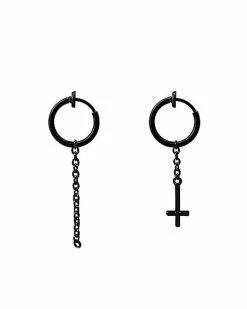 Cheapest ✨ Black Cross Faux Dangle Hoop Earrings 😀