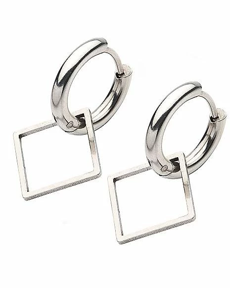 Deals β Square Huggie Dangle Earrings - 18 Gauge π - Image 2