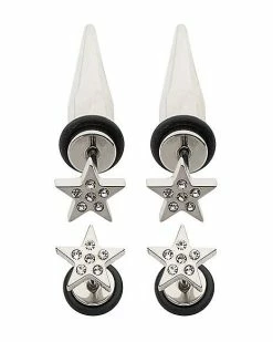 Coupon 🧨 Multi-Pack CZ Star Fake Tapers and Plugs 2 Pair - 18 Gauge 🔥
