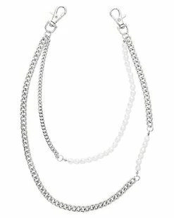 Flash Sale ❤️ Pearl-Effect Double Row Curb Wallet Chain 👍