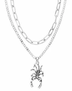 Best Sale 🤩 Double Row Link and Curb Chain Scorpion Necklace 👏