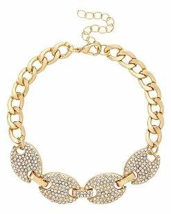 Buy 👍 Cluster CZ Goldtone Curb Chain Bracelet 😀