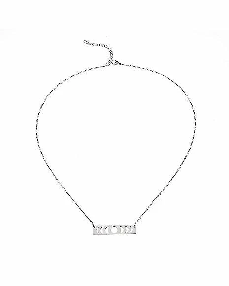 Best deal βοΈ Silvertone Moon Phase Bar Necklace π₯
