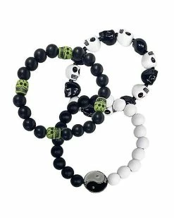 Cheap ⌛ Multi-Pack Skull and Yin Yang Beaded Bracelets - 3 Pack ✔️