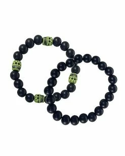 Best Pirce 😉 Multi-Pack Black and Green Skull Beaded Bracelets - 2 Pack ❤️
