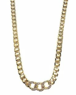 Buy 😍 Cluster CZ Goldtone Curb Chain Necklace 😀
