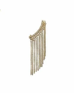 Best deal ⭐ CZ Goldtone Fringe Chain Crawler Ear Cuff ✔️