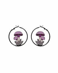 Best reviews of ⌛ Black and Purple Mushroom Hoop Earrings - 18 Gauge 🎁