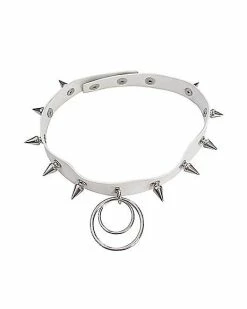 Budget 🔥 White Spike O-Ring Choker Necklace 👍