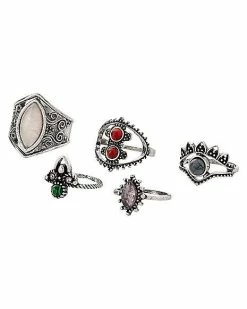 Cheapest 👍 Multi-Pack Assorted Gemstone Rings - 5 Pack 🧨