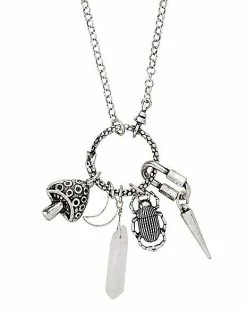 Best Pirce ❤️ O-Ring Mushroom Bug Crystal Charm Chain Necklace ⌛