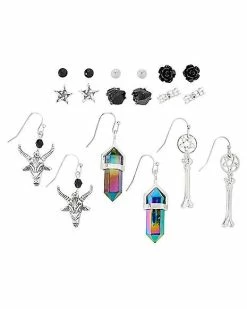 Brand new ❤️ Multi-Pack Skull Crystal Bone Pentagram Earrings - 9 Pair 😀