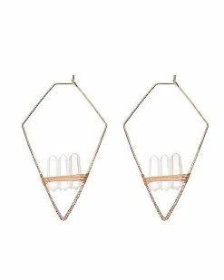 Best Sale 👍 Crystals Diamond-Shaped Hoop Earrings ✔️