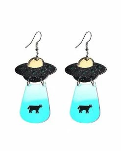 Best Sale ⌛ Alien Cow Abduction Dangle Earrings ✨