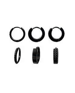Wholesale 🎁 Multi-Pack CZ Black Huggie Hoop Earrings 3 Pack- 18 Gauge 😍