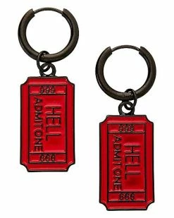 Top 10 🔔 Hell Admit One Huggie Hoop Dangle Earrings - 20 Gauge ✔️
