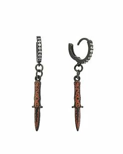 Discount ✨ CZ Dragon Dagger Huggie Hoop Dangle Earrings 😀