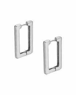 Hot Sale 😉 Silvertone Rectangle Huggie Hoop Earrings - 20 Gauge 😍