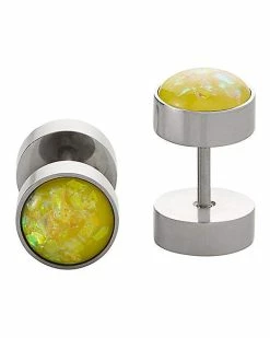 Budget 🎁 Yellow Opal-Effect Fake Plugs - 18 Gauge 👏