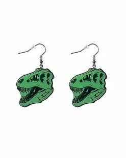 Discount 🎁 Glow in the Dark T-Rex Skull Dangle Earrings ❤️