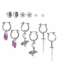 Promo ✨ Multi-Pack Crystal Charm and Hoop Earrings - 6 Pack ✨