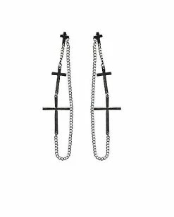 Best Pirce 🌟 Silvertone Crosses Chain Dangle Earrings ❤️