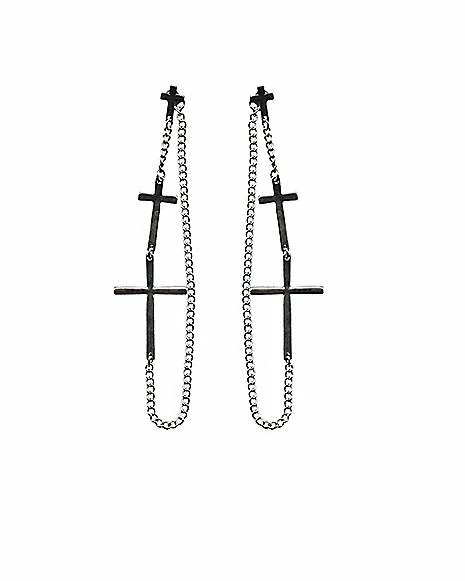 Best Pirce π Silvertone Crosses Chain Dangle Earrings β€οΈ 3 Best Pirce π Silvertone Crosses Chain Dangle Earrings β€οΈ