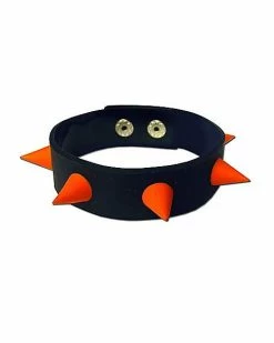 Cheapest ✔️ Faux Leather Orange Spiked Cuff 🌟